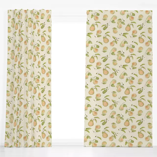 Dekovorhang Birnen Blüte beige
