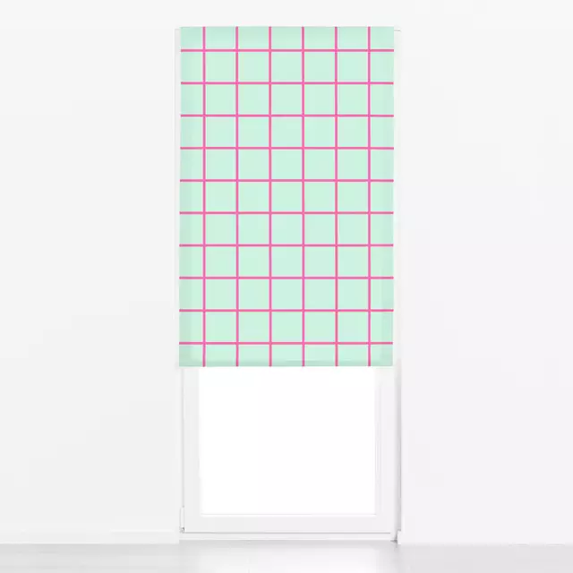 Raffrollo Pink & Mint Grid