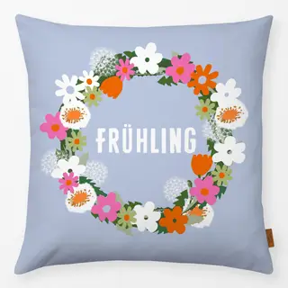Kissen Frühling Wildblumenkranz Blau