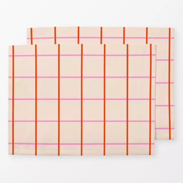 Tischset Grid Rot & Pink