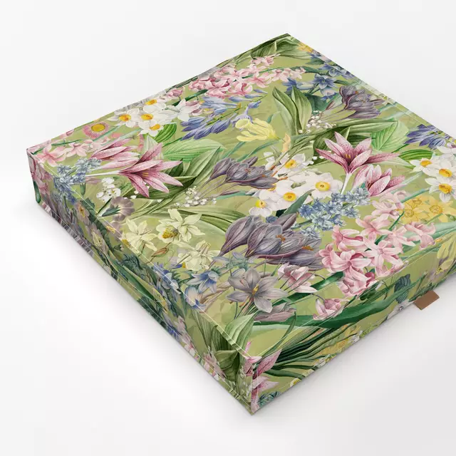 Bodenkissen Frühlings Vintage Blumen Grün