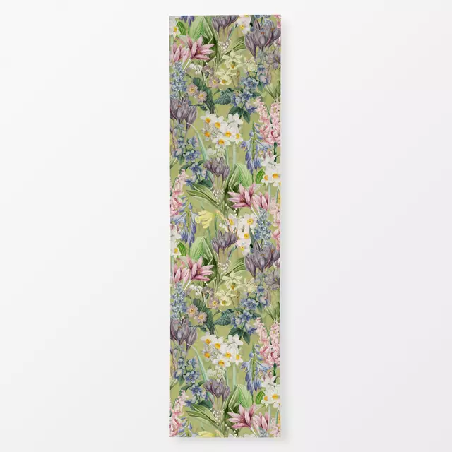 Tischläufer Frühlings Vintage Blumen Grün