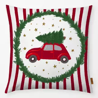 Kissen Weihnachten Auto rot