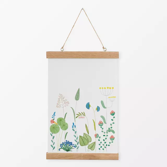 Textilposter Blumen und Gräser
