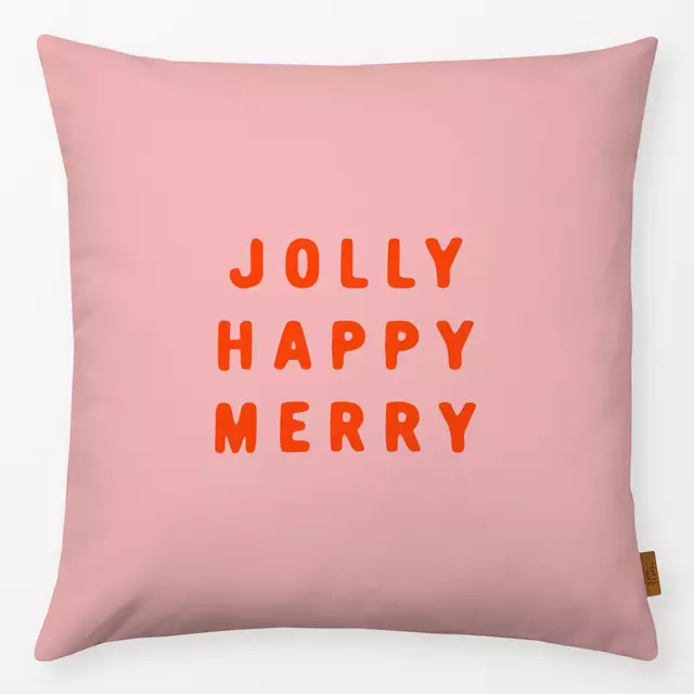 Kissen Jolly Happy Merry Rot & Pink