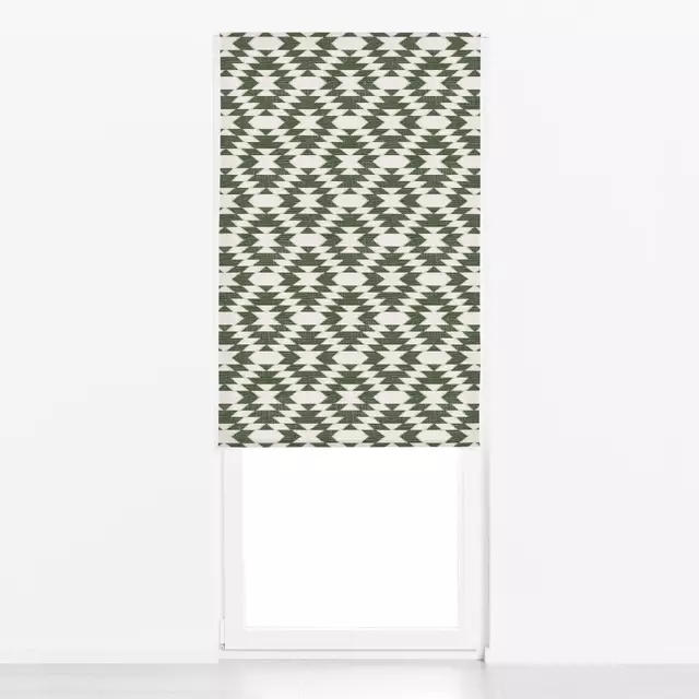 Raffrollo Diamonds Ikat Darkgreen