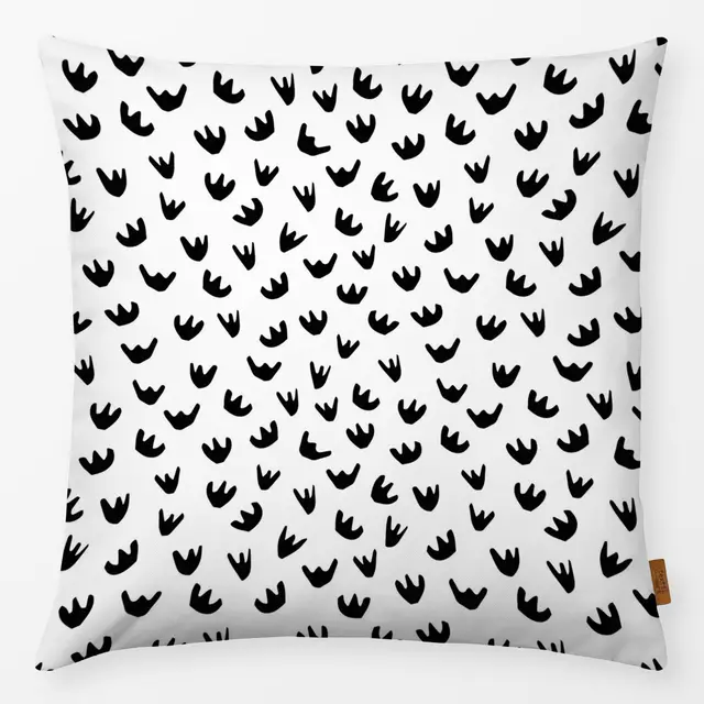 Kissen Black And White Papercut Flowers