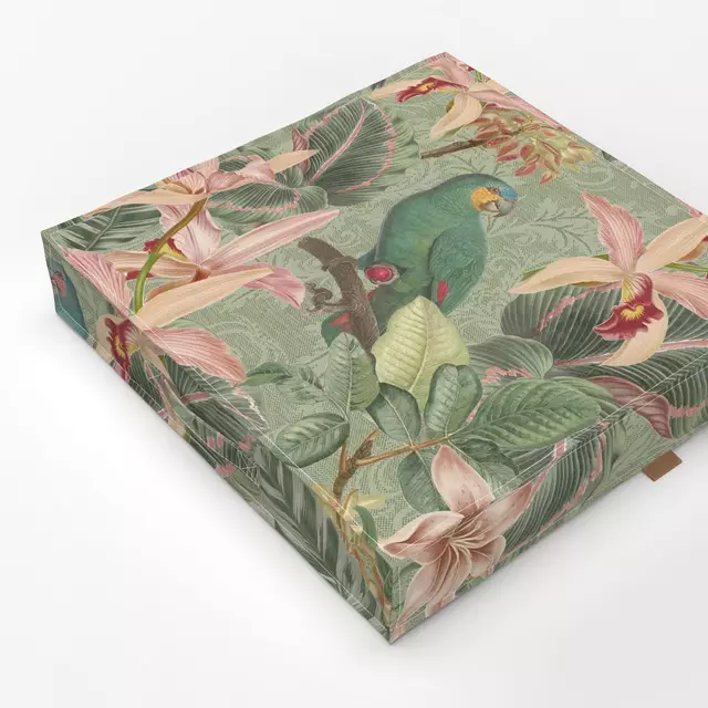 Bodenkissen Vintage Jungle Birds Green