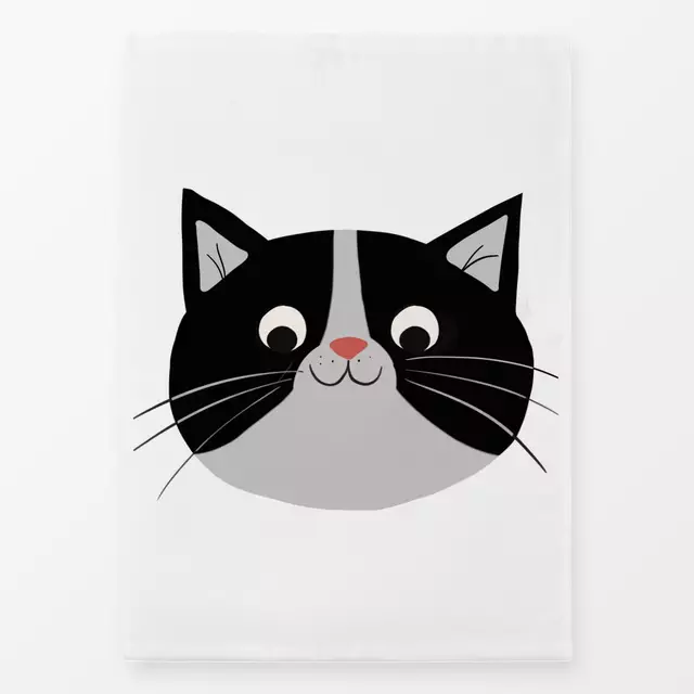 Geschirrtuch Freundliche Katze schwarz weiß