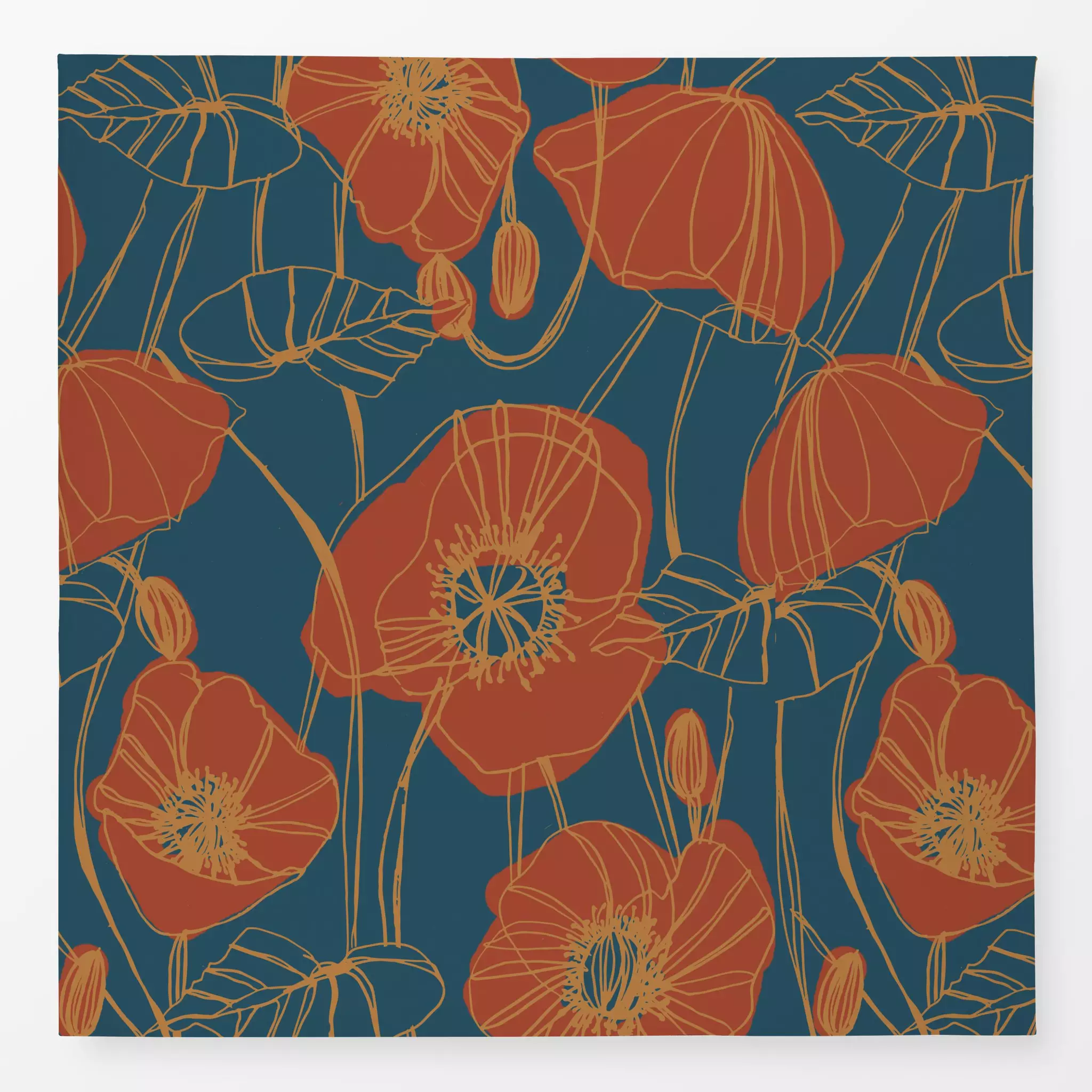 Tischdecke Mohn Blau Mohn Blau