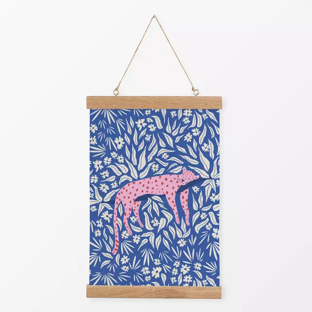 Textilposter Sleeping Leopard Blue