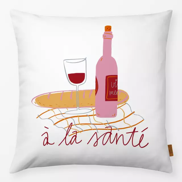 Kissen Wein und Baguette