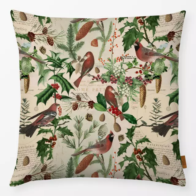 Kissen Nostalgische Wintervögel