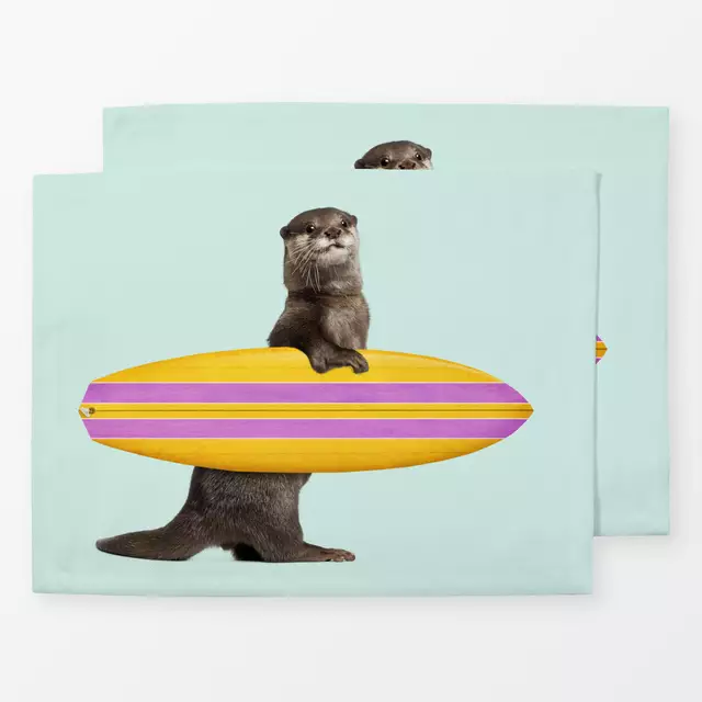 Tischset Surfing Otter