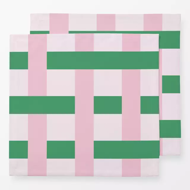 Servietten Streifen Webmuster | rosa grün
