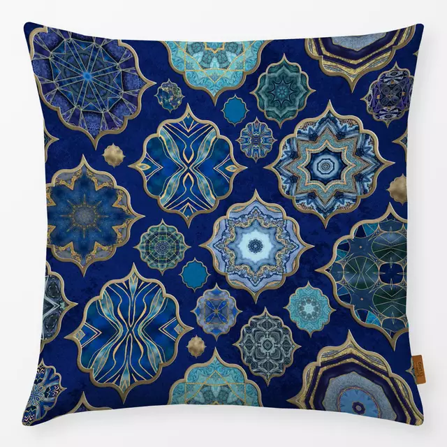 Kissen Moroccan Tiles Blue Gold