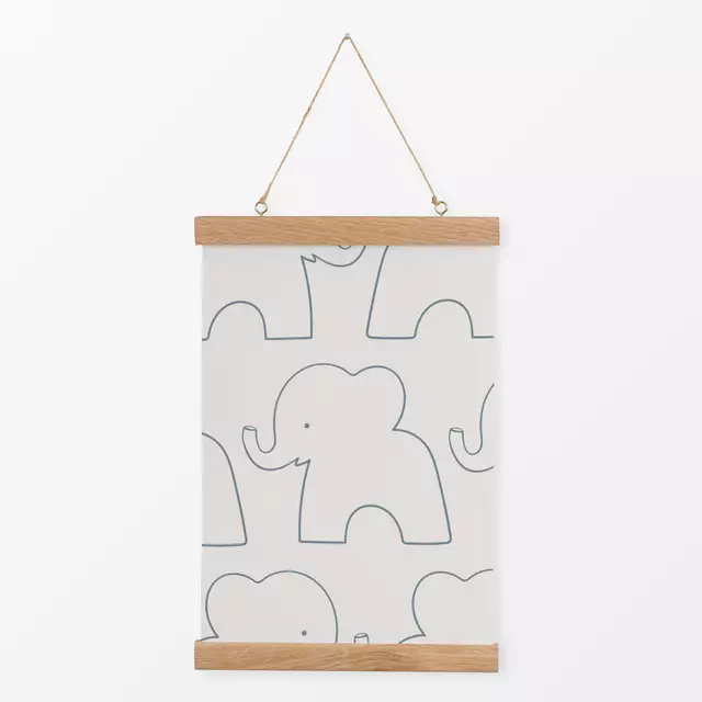 Textilposter Elephant Parade blau beige