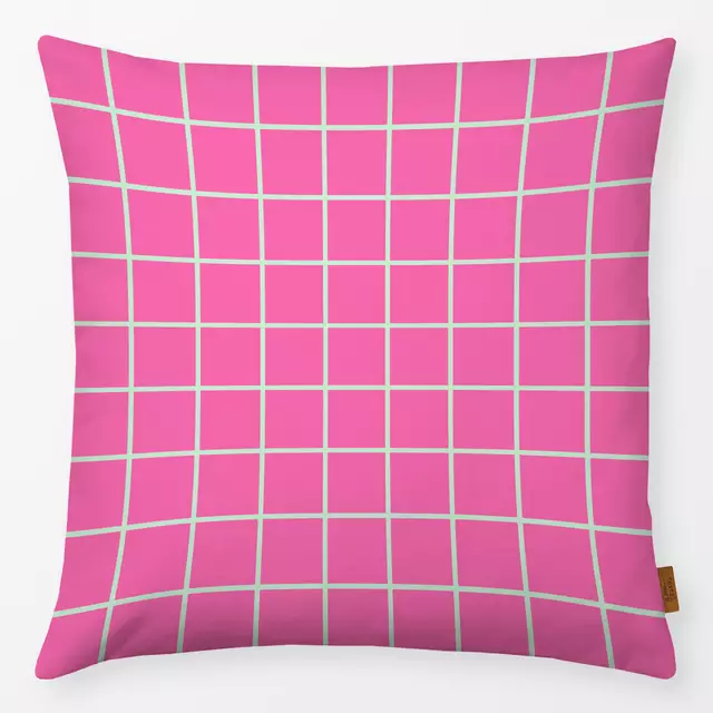 Kissen Pink Grid mit Mint