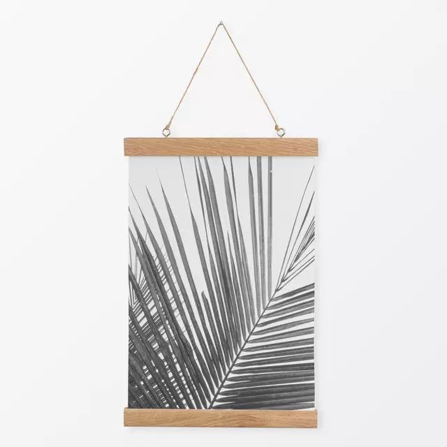 Textilposter Minimalist schwarz Palmenblatt
