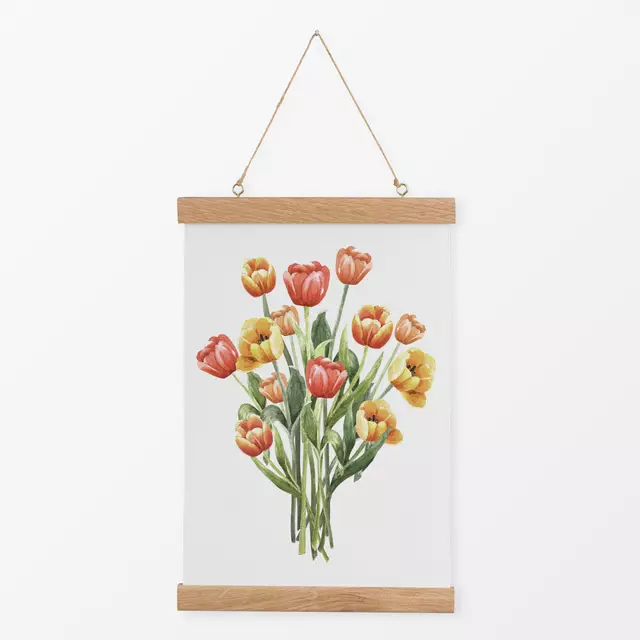 Textilposter Tulpen Blumenstrauß Gelb