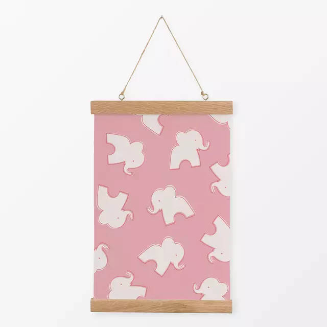 Textilposter Funky Elephants pink