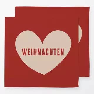 Servietten Weihnachten Herz Rot Beige