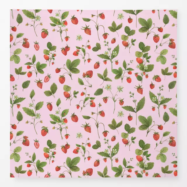 Tischdecke Wilde Erdbeeren auf pink