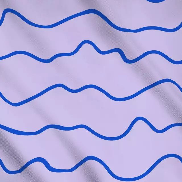 Meterware Linien Wellen Blau Flieder