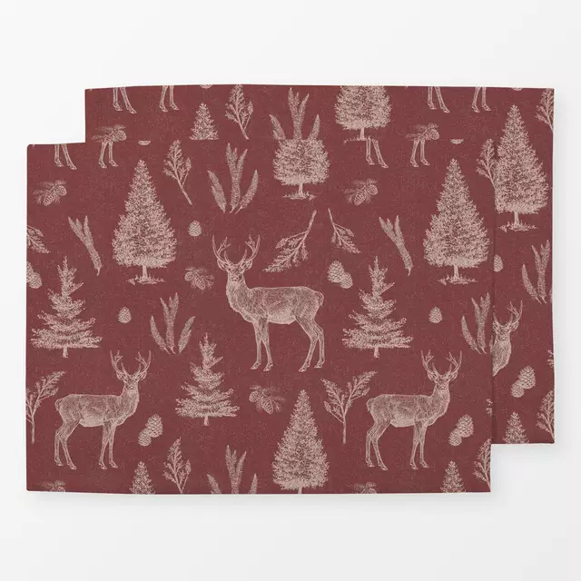 Tischset Winter deer and woodlands I