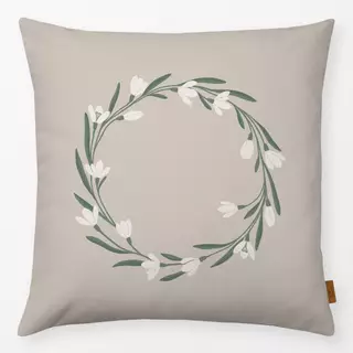 Kissen Kranz Schneeglöckchen beige