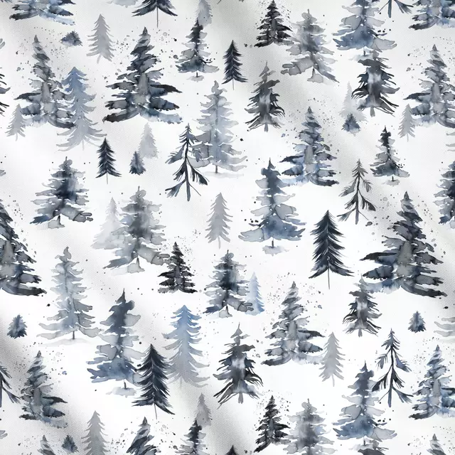 Meterware Watercolor Winter Trees