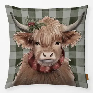 Kissen AlpenChic Kuh auf Karo