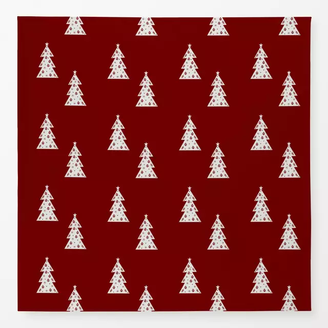 Tischdecke Muster Weihnachtsbaum auf Rot
