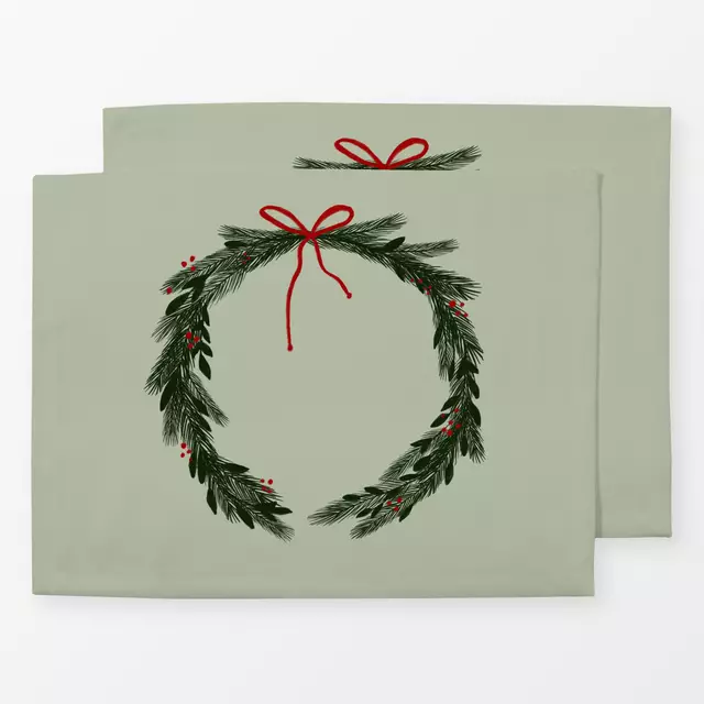 Tischset Weihnachtskranz Salbei