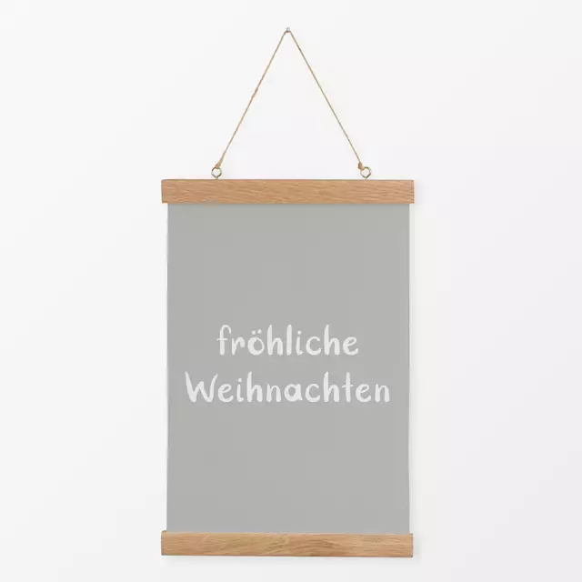 Textilposter Fröhliche Weihnachten grau