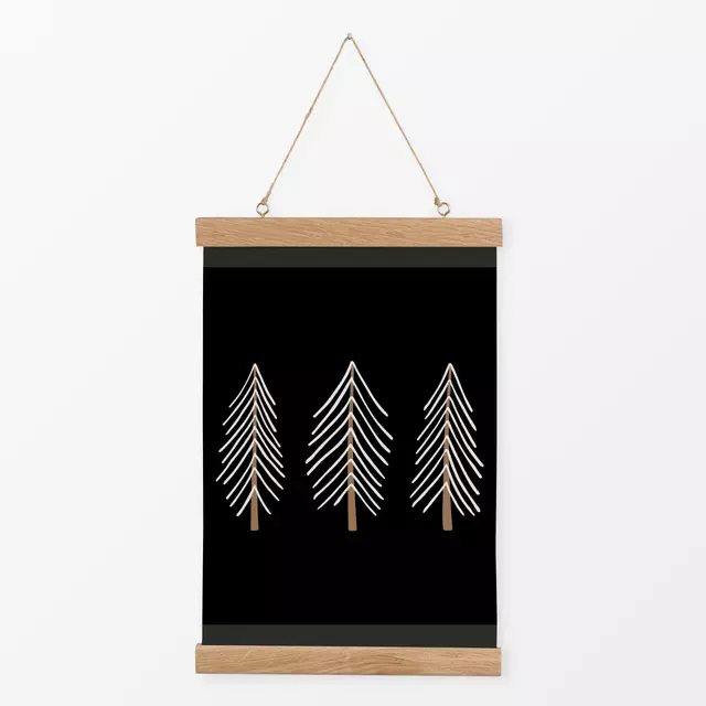 Textilposter Winter Forest beige charcoal