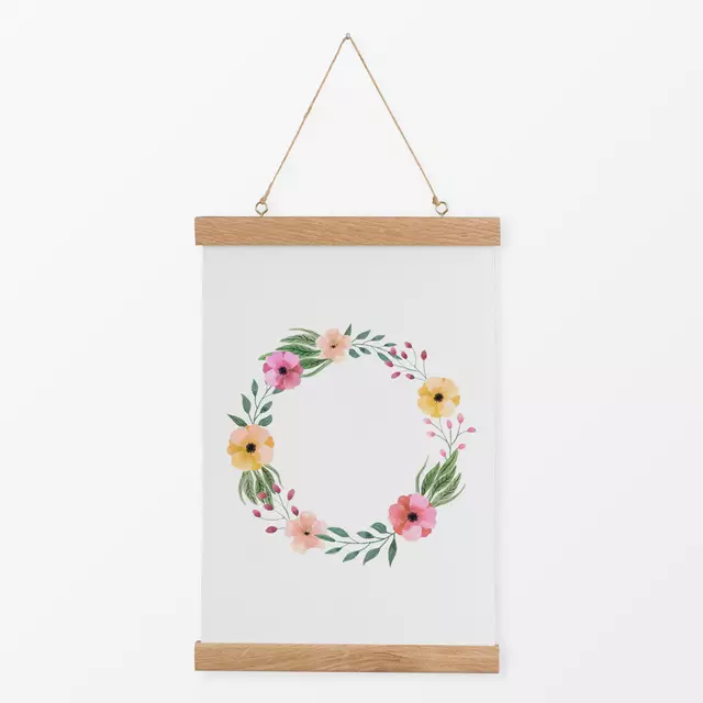 Textilposter Floral Watercolor Wreath