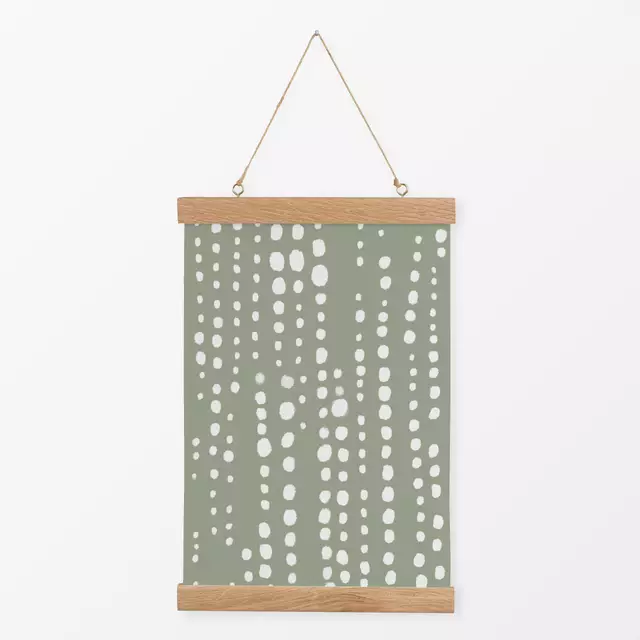 Textilposter Sage Green Dotted Lines