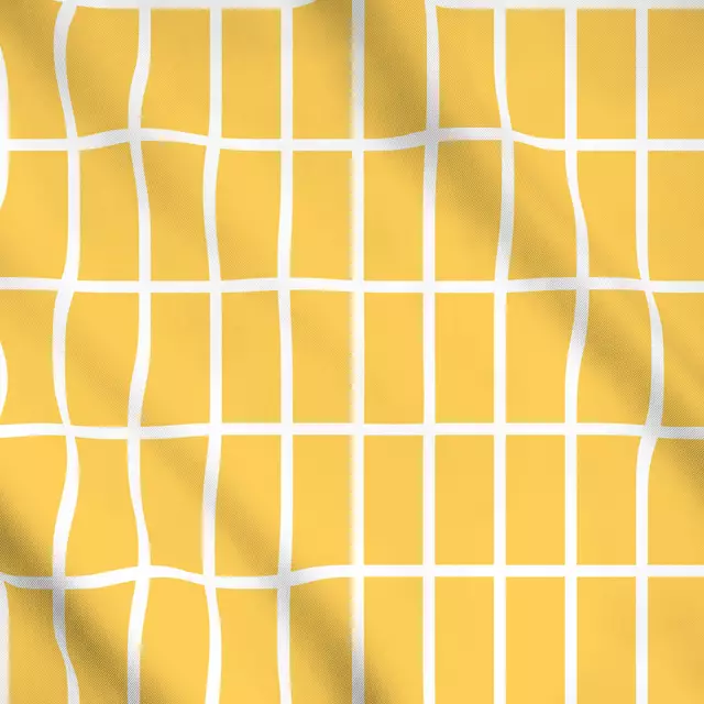 Meterware Gelb & weiß Grid