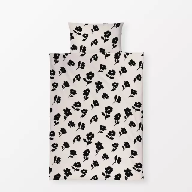 Bettwäsche Kleine Blumen Schwarz