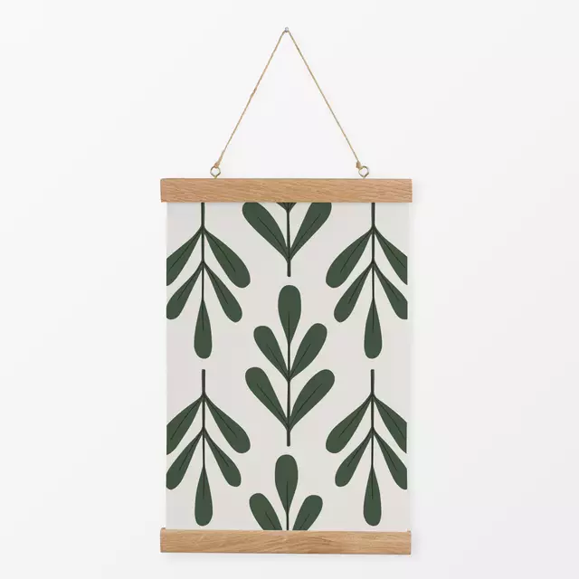 Textilposter Winter Floral dark green beige