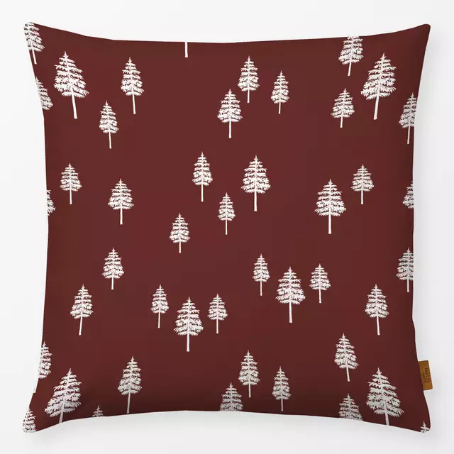 Kissen White Winter Forest brick red