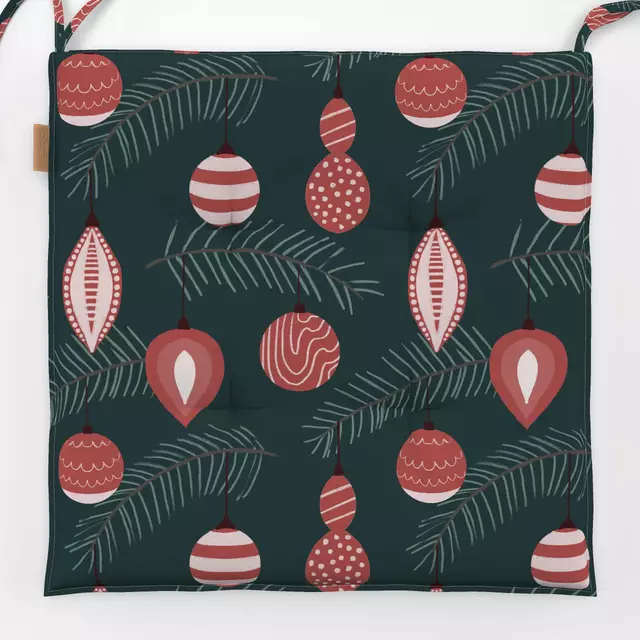 Sitzkissen Retro Weihnachtskugeln Grün