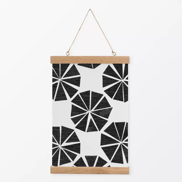 Textilposter Zigzag Dots Black&White