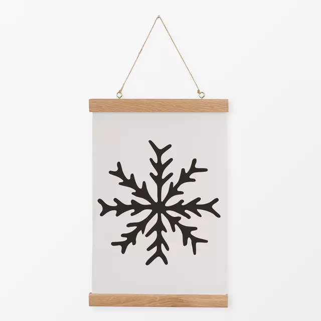 Textilposter Snowflake charcoal beige
