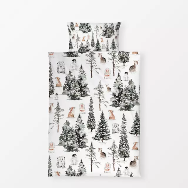 Bettwäsche Winterweiße Weihnacht Wald 4