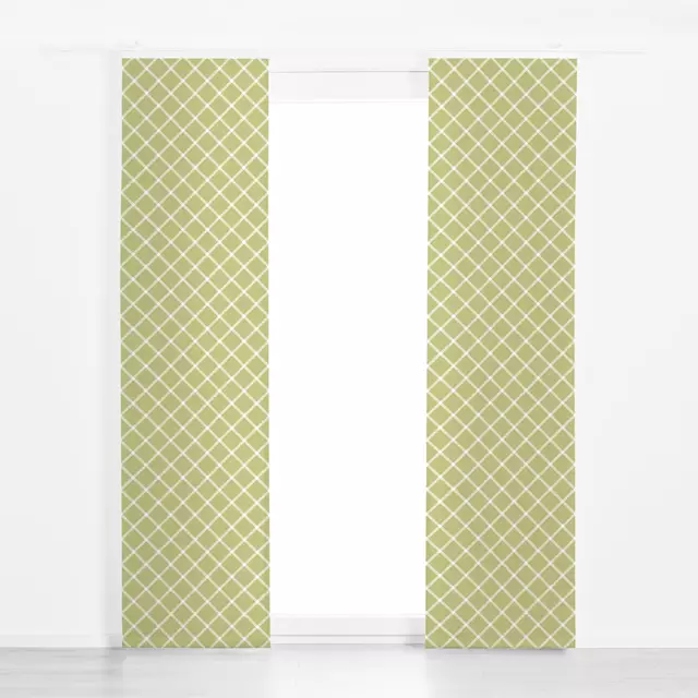 Flächenvorhang Grün Weiß Gingham Grid 1