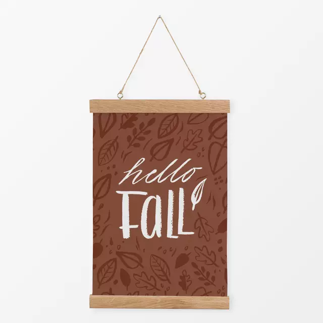 Textilposter Hello Fall braun