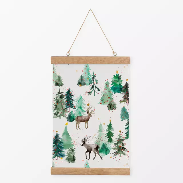 Textilposter Reindeers Christmas Trees