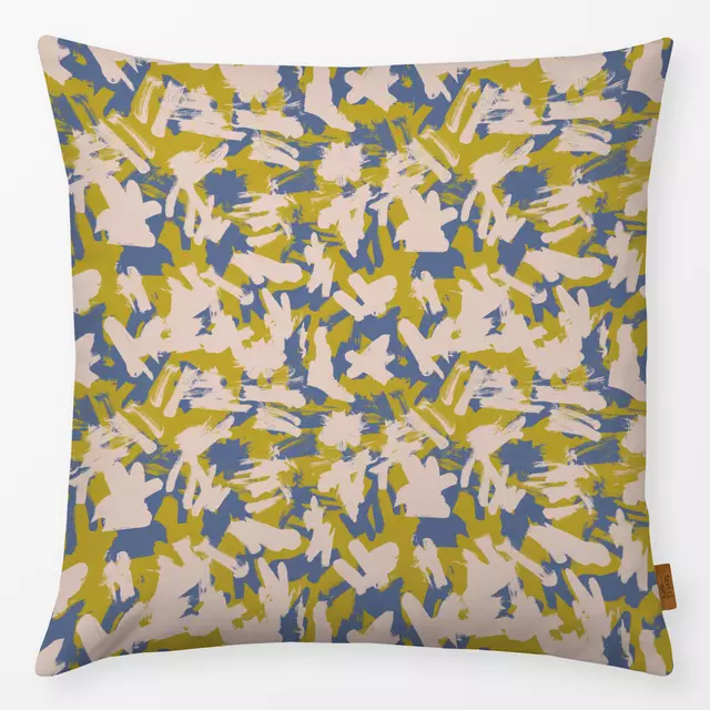 Kissen brush pink mustard blue